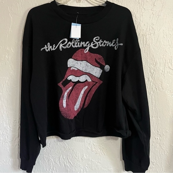 nwt The Rolling Stones Santa Hat Crop Sweatshirt Size XXL - Picture 3 of 7